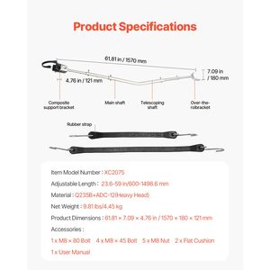 Protector de popa ajustable de 23.6 pulgadas (59 cm) de material compuesto, resistente a la corrosión, de fácil instalación para remolques de barcos y embarcaciones. - Product Image 6