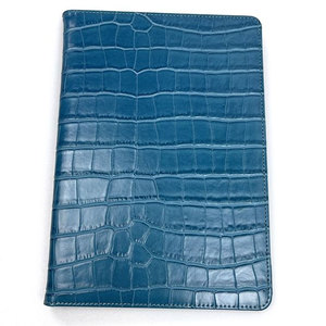Blue Crocodile Embossed Leather Portfolio Organizer <b>Card</b> Holder Document <b>Folder</b> - Product Image 5