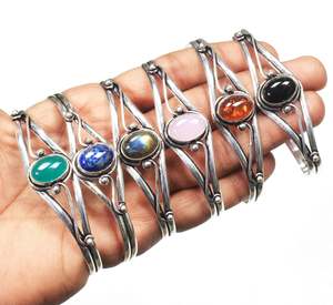 Best Selling Pretty Fine Handmade Brass Silver Plated Women's Aura Line Bangle <b>Bracelet</b> Statement <b>Boho</b> Jewelry At Best Price - Product Image 3