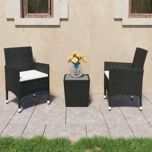 Set Bistrot Compatto e Resistente in Polyrattan Nero per Giardino, Elegante e Durevole - Product Image 1