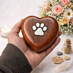 Wooden <b>Pet</b> Cremation Urn Ashes <b>Memorial</b> Keepsake Handcrafted Heart Design Eco-Friendly - Product Image 3