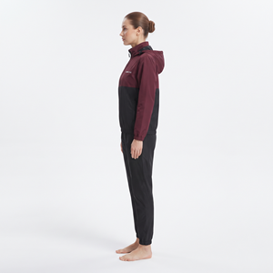 Best Quality Women's Nylon Quarter <b>Zip</b> <b>Hooded</b> Sweatshirt with Color Block Jogger Pants Regular Fit Sports Tracksuit Set - Product Image 4
