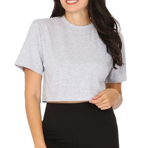 Tops Cortos de Algodón de Lujo Blancos, Transpirables, de Secado Rápido y Ecológicos, Diseño Personalizado, para Mujer, Tallas Grandes - Product Image 1