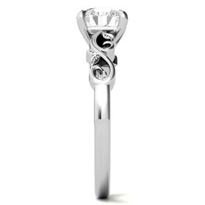 Bague de fiançailles de luxe en moissanite taille ronde, or blanc 14 carats, design vintage en forme de vigne, bague solitaire pour femme, élégante bague de mariée - Product Image 4