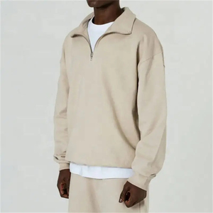 Ensemble de survêtement sportif pour homme en 2 pièces, sweat-shirt à fermeture éclair courte en coton/élasthanne à séchage rapide et short, style décontracté d'été - Product Image 4