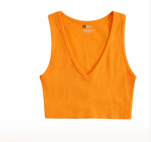 Custom Ribbed Knitted V Neck Vest Casual Breathable Eco Friendly Low Neck <b>Crop</b> Tank <b>Tops</b> Super Stretch Summer <b>TOPS</b> for Women - Product Image 6