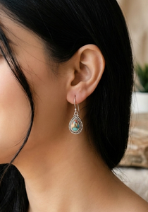 Vintage Oyster Turquoise Teardrop <b>Dangle</b> <b>Earrings</b> 925 <b>Silver</b> Rose Gold Yellow Gold Plated Boho Handmade Jewelry for Women Mom - Product Image 2