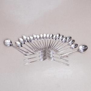 Ensemble de couverts en acier inoxydable floral de 29 pièces, finition de qualité alimentaire, design élégant imprimé étoiles, collection moderne, ensemble cuillère-fourchette - Product Image 5