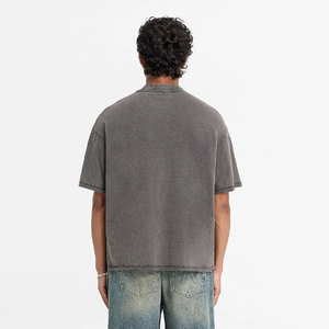 เสื้อยืดคอกลมแขนสั้นทรงโอเวอร์ไซส์สำหรับผู้ชาย สีพื้น ผ้าเจอร์ซีย์ถัก ระบายอากาศได้ดี ผ้าฝ้าย โลโก้ด้านหน้า - Product Image 5
