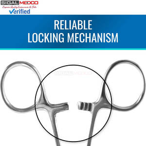 Pinza hemostática Kelly médica de bloqueo manual, 5.5 pulgadas, acero inoxidable plateado, con mango de bloqueo de trinquete, instrumento quirúrgico - Product Image 4