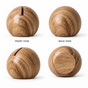 SAF Exports Minimalist Design Natural Wood <b>Round</b> Card Holder Handcrafted <b>Wooden</b> Polished Modern Home Decoration Freestanding - Product Image 1