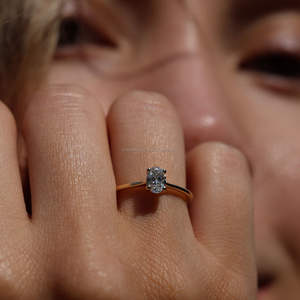 IGI/ Lab Grown ovale coupe Vintage 14k jaune mariage/bague de fiançailles unisexe en or blanc fin anniversaire fête digne broche - Product Image 2