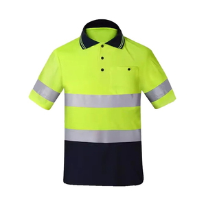 Polo réfléchissant haute visibilité pour homme, manches courtes, respirant, vêtement de travail de sécurité avec poche, design bicolore - Product Image 1