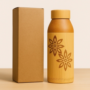 Custom Engraved Natural Bamboo Water Bottle | Eco-Friendly Reusable Drink Bottle for Outdoor Home Use | OEM Private Label - Product Image 3