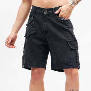 Pantalones Cortos Cargo de Mezclilla para Hombre, Lavado Oscuro, Cintura Alta, Algodón, Estilo Casual de Verano, con Múltiples Bolsillos, Estilo Urbano, Jeans 2026 - Product Image 5