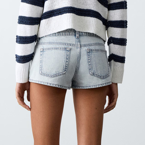 Breathable And Comfortable Flexible Fabric Denim Shorts For Women With Pockets And Button Closure Summer Collection 2026 Denim - Product Image 6