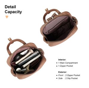 New Arrival Hody Women's Mini Waterproof Premium Synthetic Leather Laptop Backpack Zanee College Daily Use Zipper Closure - Product Image 3