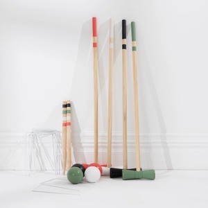 Ensemble de croquet en bois avec 4 mailletes, 4 balles, 6 piquets – Jeu d'extérieur toutes saisons – Équipement de jeu durable - Product Image 3