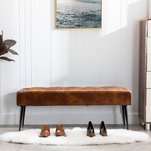 Banc ottoman moderne en similicuir, banc rembourré pour chambre à coucher, banc d'appoint capitonné pour la fin du lit, pour entrée et salon - Product Image 2