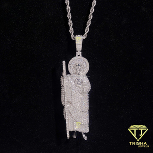 จี้รูปทรง Unisex ประดับเพชร Moissanite พร้อมสร้อยเงินแท้ 925 แบบเชือก สไตล์ฮิปฮอป - Product Image 1