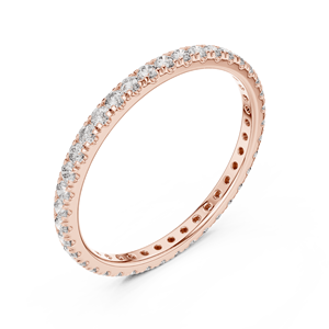 Elegante Anillo de Eternidad Delgado de Oro Rosa de 18K con Microincrustaciones de Diamantes, Delicada Alianza de Boda Apilable, Joyería Fina al por Mayor - Product Image 6