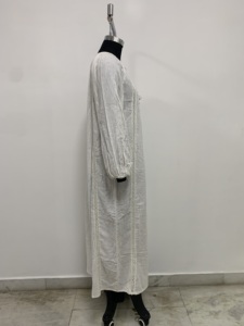 Women's Linen Cotton Long Sleeve <b>Dress</b> Bohemian Vintage Loose Casual <b>Maxi</b> <b>Dress</b> With Tassel Neck - Product Image 3