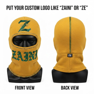 Cagoule Homme Premium en Polyester Spandex Tricoté 220 GSM Jaune Moutarde avec Logo Personnalisé en Strass, Style Chaud et Extensible - Product Image 1