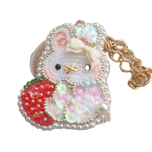 Porte-clés artisanal ethnique perlé, motif fruit unique, qualité supérieure, inspiration vintage indienne, cadeau fait main, artisanat indien - Product Image 3