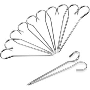 12 Brochetas Cortas de Acero Inoxidable Planas de 4.75 Pulgadas, Reutilizables, con Gancho, para Barbacoa - Product Image 1