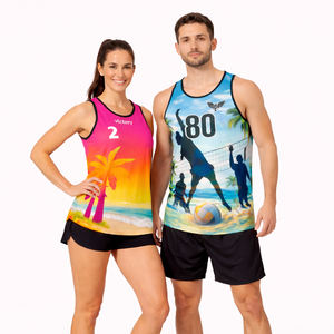 Conjunto de Camisetas Personalizadas de Voleibol de Playa para Hombre y Mujer, Uniforme de Equipo Sublimado de Verano, Camiseta sin Mangas con Nombre y Número Personalizados - Product Image 1