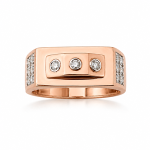 14K Rose Gold <b>Mens</b> Diamond <b>Ring</b> Geometric Square Design Luxury Fine Jewelry <b>for</b> Wedding Party Daily Wear Gift High Polish Finish - Product Image 1