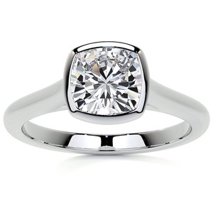 Anillo de Moissanita de Plata de Ley 925 con Baño de Oro de 18K, Corte Cojín, Engaste de Bisel, Lujoso para Compromiso, Boda, Aniversario, Fiesta, Novia - Product Image 1