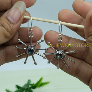 ต่างหูพลอยมิสติกโทแพซ เงินแท้ 925 ต่างหูแบบห้อย ต่างหูห้อยระย้า เครื่องประดับพลอยมิสติกโทแพซ ของขวัญสำหรับเธอ - Product Image 3