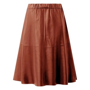 Jupe mi-longue en cuir véritable vert à taille régulière pour femme, avec fente latérale, respirante, écologique, streetwear d'hiver décontracté - Product Image 2