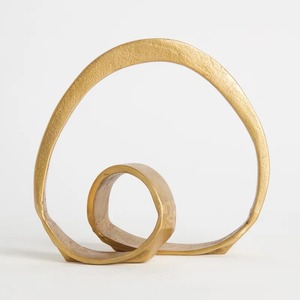 Abstract Gold Plated Circular Sculpture Handmade Artistic Tabletop Decor Minimalist Design for Living Room - Product Image 3
