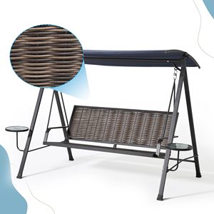 Oscillazione del portico in acciaio 3 posti con baldacchino per cortili - Product Image 4