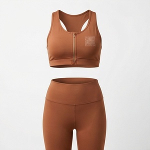 Custom Made New Zipper Sports Bra For Womens <b>One</b> Shoulder Crop <b>Top</b> Vest Gym Fitness Yoga Set Activewear Wholesale Gear - Product Image 1