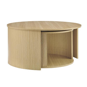 Modern Light Luxury Solid Wood Round <b>Coffee</b> <b>Table</b> With Curved Wood Design For Hotel Living Room Apartment Home Lounge - Product Image 3
