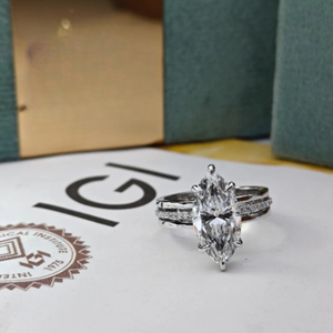 Elegante Anillo de Compromiso con Diamante Cultivado en Laboratorio, Corte Marquesa, para Mujer, Certificado IGI, Oro de 14K, Joyería de Lujo para Boda, Regalo - Product Image 1