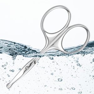 Tijeras para cejas de acero inoxidable, 3,75 pulgadas, punta redonda plateada, seguras para el vello de la nariz, para depilación facial con precisión - Product Image 4