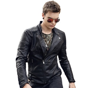 Autumn Winter <b>Men's</b> High Street Style Leather <b>Jacket</b> Thick <b>Velvet</b> Faux Biker Motorcycle Coat with Warmth Canvas Outerwear - Product Image 1