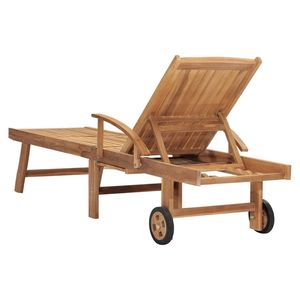 Chaise longue en teck massif naturel avec structure en acier galvanisé, mobilier d'extérieur durable - Product Image 5