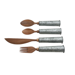 Ensemble de couverts en bois d'acacia de haute qualité, 5 pièces, couverts modernes, compatibles lave-vaisselle, au meilleur prix - Product Image 1