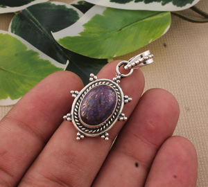 Pendentif en argent sterling 925 avec sertissage vintage violet, véritable collier, cristal de guérison, bijoux unisexe, cadeau porte-bonheur - Product Image 4