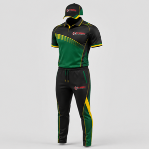 Conjunto Deportivo Fly Humble para Hombre, Negro y Dorado, Camiseta Polo de Manga Corta, Pantalones y Gorra, Transpirable, de Secado Rápido, con Estampado por Sublimación - Product Image 3