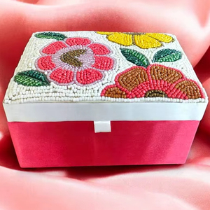 Wholesale Price Luxury Wood <b>box</b> Fabric Organizer Hand Beaded Embroidered Customized Color Size <b>Storage</b> <b>Box</b> for - Product Image 1