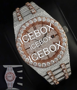 Reloj de Pulsera para Hombre con Caja de Acero Inoxidable, Esfera de Cristal, Resistente al Agua 10 Bar, Cierre de Brazalete con Incrustaciones Completas de Moissanita - Product Image 2