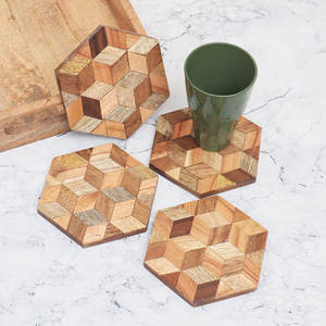 Vente en gros de sous-verres magnifiques sous-verres modernes en bois marron pour tasses à thé sous-verres de table en vrac, tapis à boissons pour boissons chaudes et froides - Product Image 2