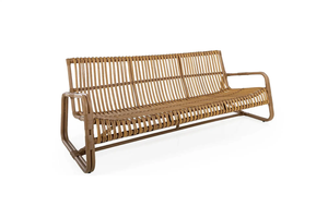 MIRA-B Traditional Outdoor <b>Rattan</b> <b>Sofa</b> Set Teak Table Comfortable 4 Seating Capacity Weather Resistant Garden Living Room - Product Image 3