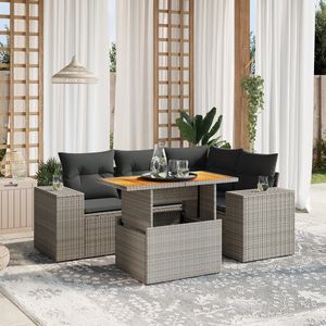 78.7 po X 57.1 po X 33.5 po Ensemble de canapés de jardin en rotin PE gris - Product Image 1